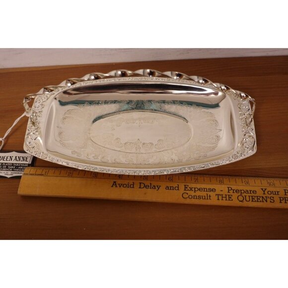 Vintage Silverplate Art Deco sweet tray with handle Made in England NWT - Picture 3 of 8